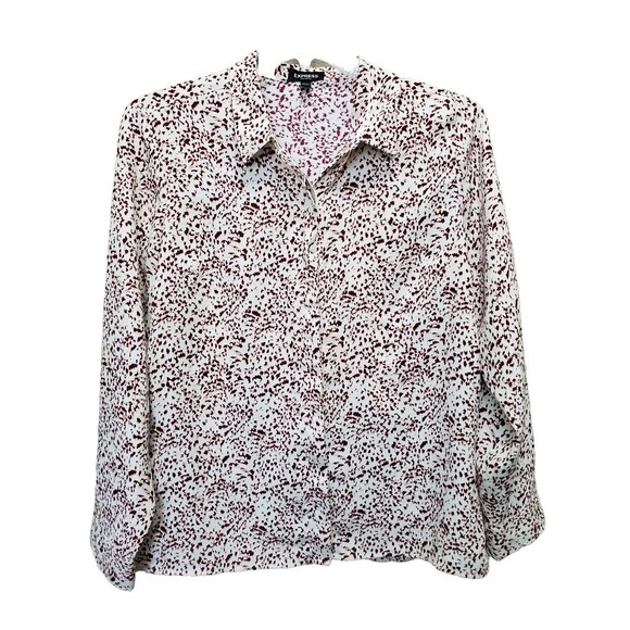 Express Tops - Express Portofino Printed Button-Up Shirt Size Large
